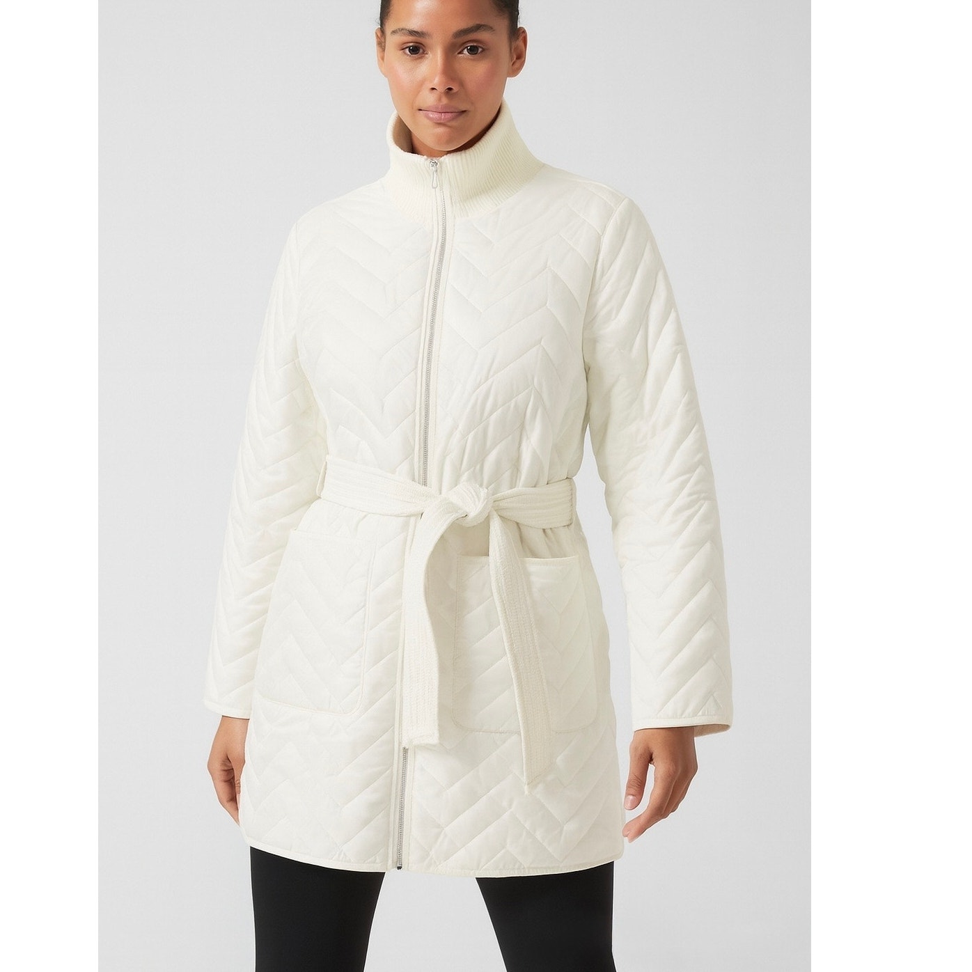 Athleta Mendocino Quilted Coat Magnolia White Nwt